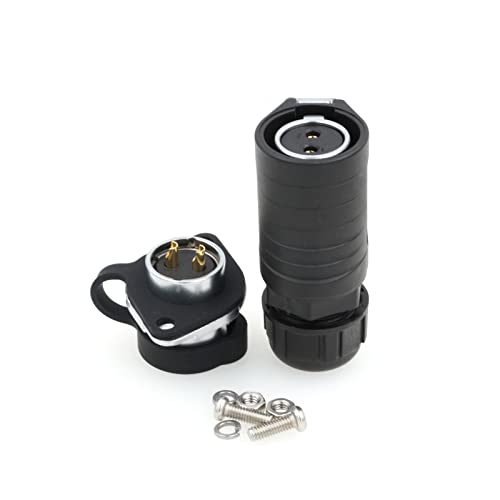 ZBLZGP LP20 Waterproof Connector Panel Mount Power Cord Plug Socket Power Industrial Circular Connector to Solar Panel Adapter (2pin, Plug Female) von ZBLZGP