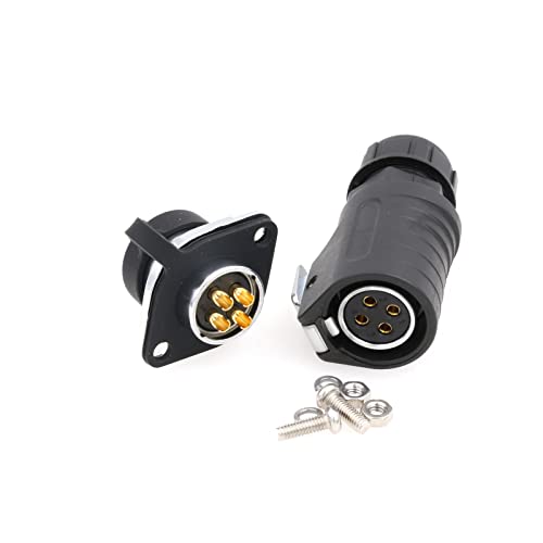 ZBLZGP LP20 Waterproof Connector Panel Mount Power Cord Plug Socket Power Industrial Circular Connector to Solar Panel Adapter (4pin, Plug Female) von ZBLZGP