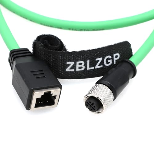 ZBLZGP M12 4-poliger Stecker auf RJ45-Kabelstecker M12 A-Code auf RJ45-Buchse, High Flex Cat6, geschirmtes Feld, kabelgebunden, industrielle Gigabit-Verlängerungsnetzwerkleitung (Buchse auf Buchse, 1 von ZBLZGP
