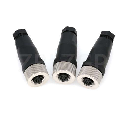 ZBLZGP M12 Sensorstecker Wasserdicht Stecker Buchse Schraubkupplung Elektrischer Steckverbinder (Gerade Weiblich, 3 Packung-4Pin) von ZBLZGP