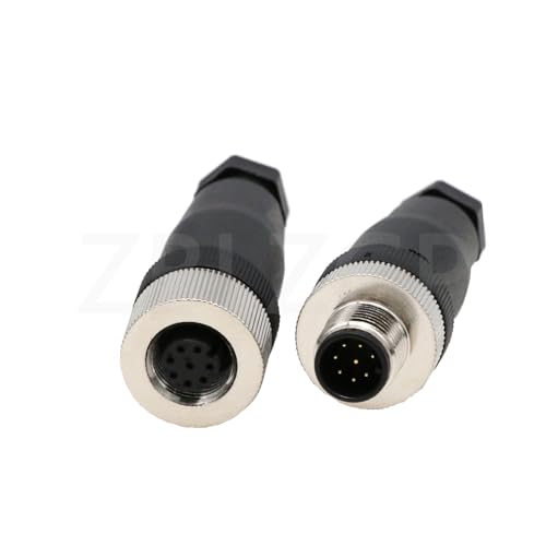 ZBLZGP M12 Sensorstecker Wasserdicht Stecker Buchse Schraubkupplung Elektrischer Steckverbinder (Männlich zu weiblich, 1 Packung-8Pin) von ZBLZGP