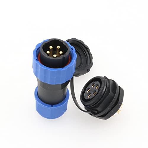 ZBLZGP SD20 Wasserdichter Stecker IP68 LED Power Kabel Stecker Buchse Draht Elektrisch Panel Mount Lötstecker (Panel Mount, 5 Pin) von ZBLZGP