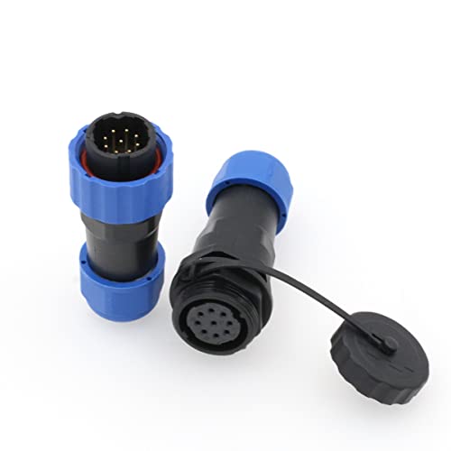 ZBLZGP SD20 Waterproof Connector IP68 Circular LED Power Cable Plug Socket Wire Electric Panel Mount Solder Connector (Direct Plug, 9 Pin) von ZBLZGP