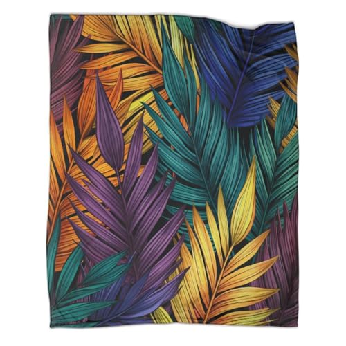 Feder Kuschelige 80x90inch(200x230cm),extra Flauschig Warm Als Sofadecke,Tropische Blätter Couch- Oder Tagesdecke,Perfekt Für Kinder Teenager & Wohnzimmer von ZBOLI