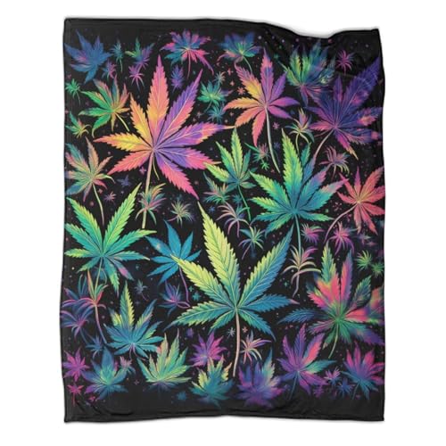 ZBOLI Weed Leaf Galaxy Flanell Decke Kuscheldecke Flauschig Decke Fleecedecke Sofadecke,Blanket,Tagesdecke Und Wohndecken Kuscheldecken 60x80inch(150x200cm) von ZBOLI