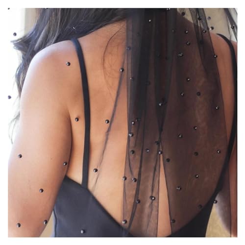 Braut Hochzeit Spitze Schleier, Hochzeitsschleier mit Haarkamm, Perlentüll, Brautschleier, mehrfarbig, 75–300 cm(Black,300cm) von ZBORAVPIX