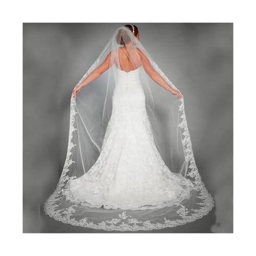 Braut Hochzeit Spitze Schleier, Weißer Kathedralschleier mit Spitzenrand und Applikation, 300 x 150 cm Braut Hochzeit Spitze Schleier, Weißer Kathedralschleier mit Spitzenrand und Applikation, 300 x 150 cm von ZBORAVPIX