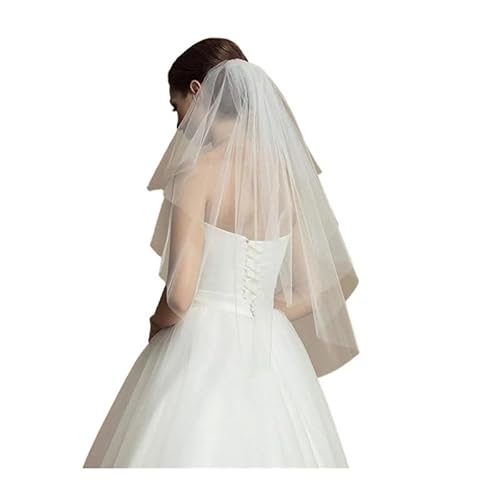 Braut Hochzeit Spitze Schleier, Zweistufiger Kathedralschleier aus Kristallspitze, mehrfarbig, 70–90 cm(Off-white) von ZBORAVPIX