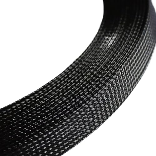 Cable Tidy Sleeve Protector Wire, Erweiterbare geflochtene Kabelhülle 2-35 mm Mehrfarbig 1 Meter(Black,6mm) von ZBORAVPIX