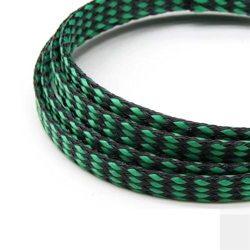 Cable Tidy Sleeve Protector Wire, Geflochtene Kabelhülle, PP-Baumwolle, PET-Garn, mehrfarbig, 4/8/12 mm, 1/5/20/50 m(Green Black,08MM-1 METER) von ZBORAVPIX