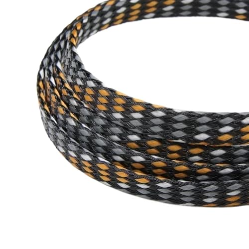Cable Tidy Sleeve Protector Wire, Geflochtene Kabelhülle, PP-Baumwolle, PET-Garn, mehrfarbig, 4/8/12 mm, 1/5/20/50 m(Orange White Grey,04MM-50 METERS) von ZBORAVPIX