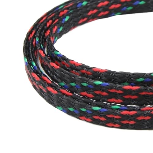 Cable Tidy Sleeve Protector Wire, Geflochtene Kabelhülle, PP-Baumwolle, PET-Garn, mehrfarbig, 4/8/12 mm, 1/5/20/50 m(Red Blue Green,04MM-1 METER) von ZBORAVPIX