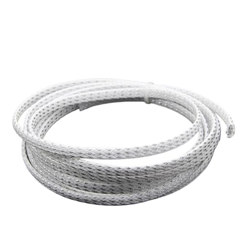 Cable Tidy Sleeve Protector Wire, Kabelhülle 2 10 Meter PET Geflechtschlauch 2 40mm Mehrfarbig Mehrere Größen(White Silver,8MM-10 METERS) von ZBORAVPIX