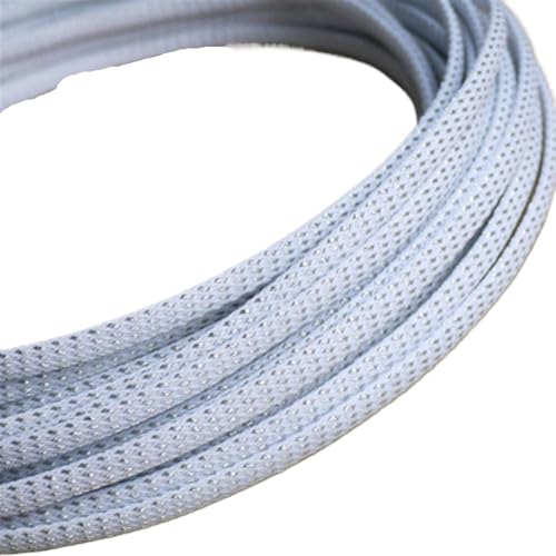 Cable Tidy Sleeve Protector Wire, PET-Geflechtkabelschlauch, Weiß/Silber, 2–25 mm, 1/5/10 m(12MM-5 METERS) von ZBORAVPIX