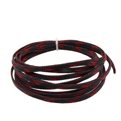Cable Tidy Sleeve Protector Wire, PET-Geflechtkabelschlauch, mehrfarbig, 2–16 mm, 2 Meter(Black Red Cross,4MM-2 METERS) von ZBORAVPIX