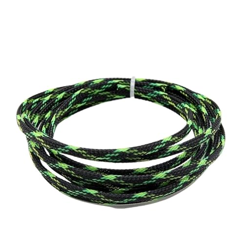Cable Tidy Sleeve Protector Wire, PET-Geflechtkabelschlauch, mehrfarbig, 2–16 mm, 2 Meter(Black Uv Gn Yl Cross,4MM-2 METERS) von ZBORAVPIX
