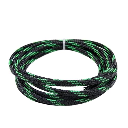 Cable Tidy Sleeve Protector Wire, PET-Geflechtkabelschlauch, mehrfarbig, 2–16 mm, 2 Meter(Black Uv Green,12MM-2 METERS) von ZBORAVPIX