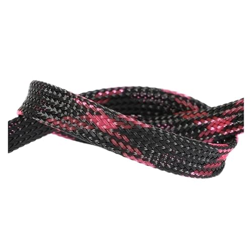 Cable Tidy Sleeve Protector Wire, PET-geflochtene Kabelhülle, mehrfarbig, 6 mm, 1 m oder 10 m(Black Pink,6MM-10 METERS) von ZBORAVPIX