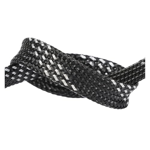 Cable Tidy Sleeve Protector Wire, PET-geflochtene Kabelhülle, mehrfarbig, 6 mm, 1 m oder 10 m(Black Silver,6MM-10 METERS) von ZBORAVPIX