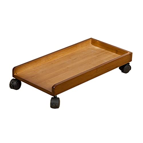 Computer-CPU-Ständer, Halterung Bambus-Untertisch-CPU-Ständer mit Schutzseite und 4 Rollen for Computerturm von ZBORAVPIX