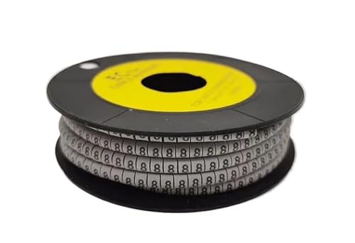 Draht Nummer Etikett Rohr, Kabelmarkierer, mehrfarbig, Zahlen 0–9, Packung mit 250/500/1000 Stück, 2,5 mm2, Spirale for 18 AWG–12 AWG(No.8,EC-2(500Pcs)) von ZBORAVPIX
