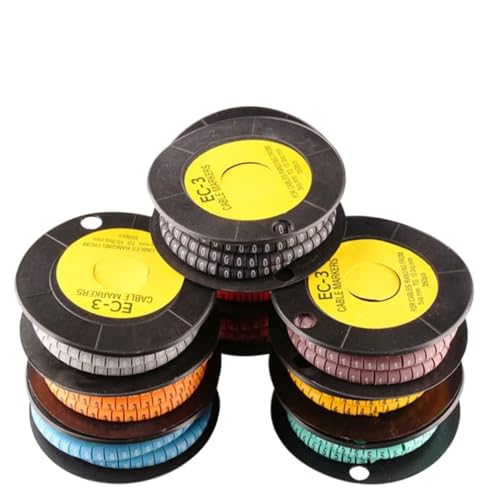 Draht Nummer Etikett Rohr, Kabelmarkierer mit Zahlen 0-9 for 0,75-3mm² Kabel, mehrfarbig, 1000 Stück(Ec-0-1000pcs-mix) von ZBORAVPIX