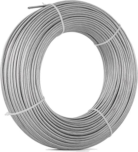 Drahtseil aus rostfreiem Stahl, 304 Edelstahl-Drahtseilkabel, 7 x 7 Stränge, 0,3 cm, 1/8 Zoll, silberfarben, mehrere Größen(85M/278.9Ft) von ZBORAVPIX