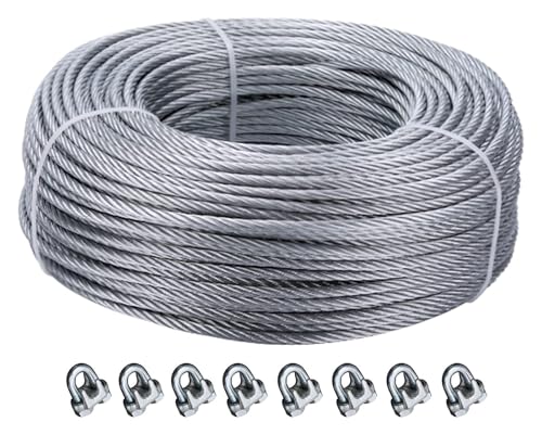 Drahtseil aus rostfreiem Stahl, Deckgeländer Edelstahl-Drahtseil 1/8 Zoll 7x7 Stränge Silber Mehrere Größen(200M/656Ft) von ZBORAVPIX