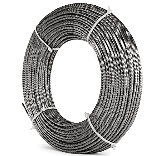 Drahtseil aus rostfreiem Stahl, Edelstahl 7x7 Drahtseil Kabel 1/8 Zoll Durchmesser Silber Mehrere Größen 1M-100M(80M/262.5ft) von ZBORAVPIX