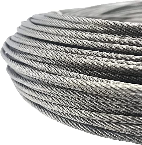 Drahtseil aus rostfreiem Stahl, Edelstahl-Drahtseil 7X19 Stränge 6mm for Flugzeugkabelgeländer Silber 1-100M(15M/49.2Ft) von ZBORAVPIX