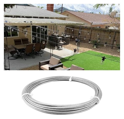 Drahtseil aus rostfreiem Stahl, Edelstahl-Drahtseil-Flugzeugkabel 7X7 Strang 1/8 Zoll Silber Mehrere Längen(1M/3.3Ft) von ZBORAVPIX