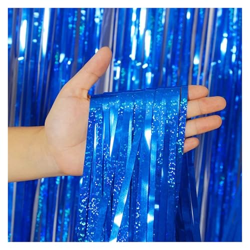 Fransenvorhang Dekorationen Backdrop, 2 Meter Folien-Lametta-Vorhang, mehrfarbig, 2er-Pack(Dark Blue) von ZBORAVPIX