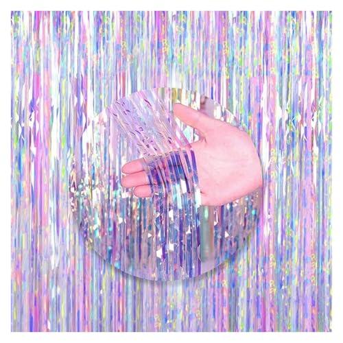 Fransenvorhang Dekorationen Backdrop, 2 Meter Folien-Lametta-Vorhang, mehrfarbig, 2er-Pack(Rain Silk Purple) von ZBORAVPIX