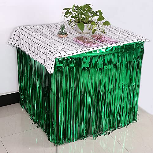 Fransenvorhang Dekorationen Backdrop, 2er-Pack Tischröcke mit Fransen, mehrfarbig, mehrere Größen for Party- und Eventdekorationen(Green,1x1M) von ZBORAVPIX