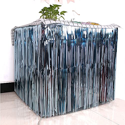 Fransenvorhang Dekorationen Backdrop, 2er-Pack Tischröcke mit Fransen, mehrfarbig, mehrere Größen for Party- und Eventdekorationen(Light Blue,2X1M) von ZBORAVPIX