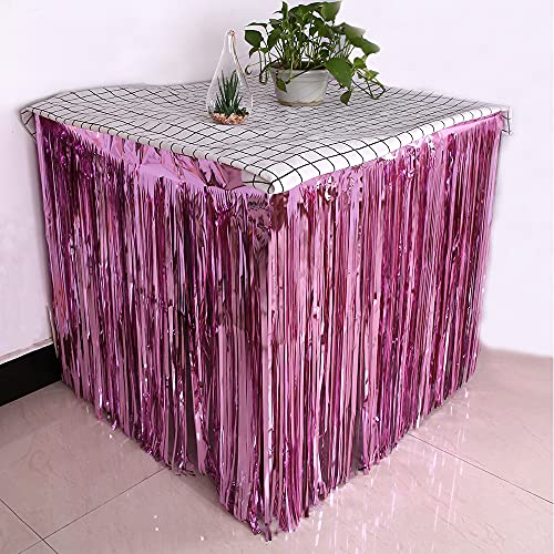 Fransenvorhang Dekorationen Backdrop, 2er-Pack Tischröcke mit Fransen, mehrfarbig, mehrere Größen for Party- und Eventdekorationen(Pink,3X1M) von ZBORAVPIX