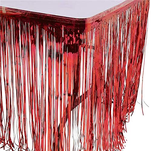 Fransenvorhang Dekorationen Backdrop, 2er-Pack Tischröcke mit Fransen, mehrfarbig, mehrere Größen for Party- und Eventdekorationen(Red,2X1M) von ZBORAVPIX