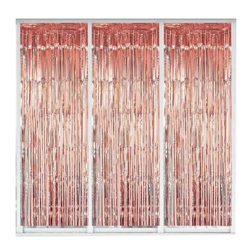 Fransenvorhang Dekorationen Backdrop, 3er-Pack Folien-Lametta-Fransenvorhang, mehrfarbig, 2 x 1 m(Red) von ZBORAVPIX