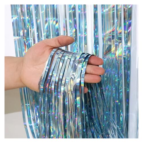 Fransenvorhang Dekorationen Backdrop, Folien-Fransenvorhang, 2er- oder 4er-Pack, mehrfarbig, for Party- und Hochzeitshintergründe(Blue,2Packs) von ZBORAVPIX