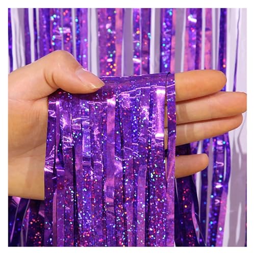 Fransenvorhang Dekorationen Backdrop, Folien-Fransenvorhang, 2er- oder 4er-Pack, mehrfarbig, for Party- und Hochzeitshintergründe(Gold-01,4Packs) von ZBORAVPIX