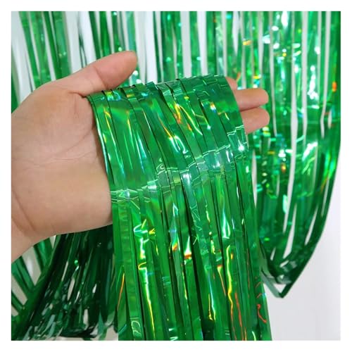 Fransenvorhang Dekorationen Backdrop, Folien-Fransenvorhang, 2er- oder 4er-Pack, mehrfarbig, for Party- und Hochzeitshintergründe(Green,4Packs) von ZBORAVPIX