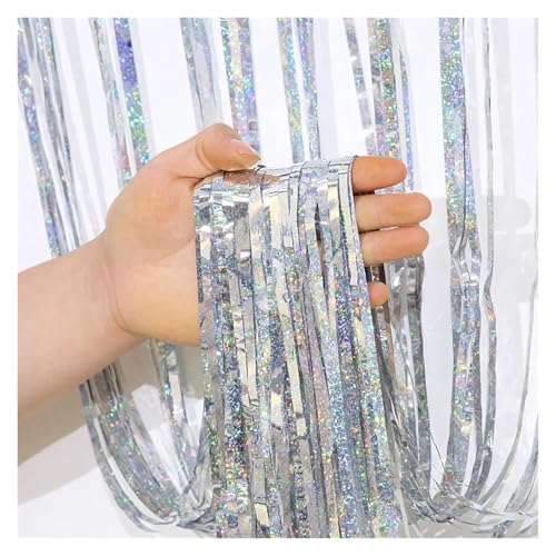 Fransenvorhang Dekorationen Backdrop, Folien-Fransenvorhang, 2er- oder 4er-Pack, mehrfarbig, for Party- und Hochzeitshintergründe(Olive,4Packs) von ZBORAVPIX