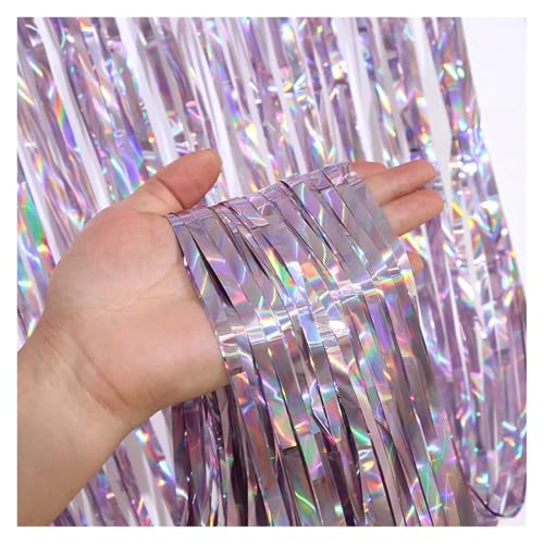 Fransenvorhang Dekorationen Backdrop, Folien-Fransenvorhang, 2er- oder 4er-Pack, mehrfarbig, for Party- und Hochzeitshintergründe(Pink,2Packs) von ZBORAVPIX