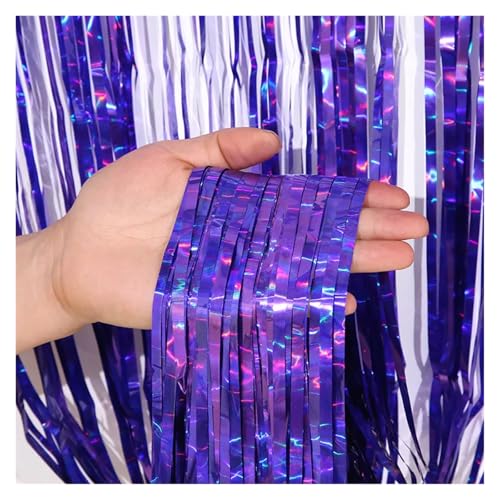 Fransenvorhang Dekorationen Backdrop, Folien-Fransenvorhang, 2er- oder 4er-Pack, mehrfarbig, for Party- und Hochzeitshintergründe(Purple,4Packs) von ZBORAVPIX
