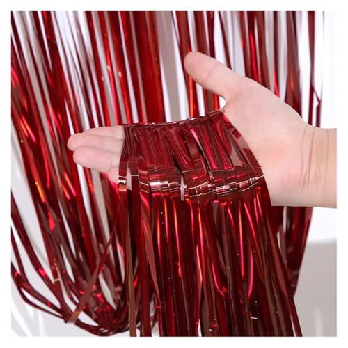 Fransenvorhang Dekorationen Backdrop, Folien-Fransenvorhang, 2er- oder 4er-Pack, mehrfarbig, for Party- und Hochzeitshintergründe(Red,2Packs) von ZBORAVPIX