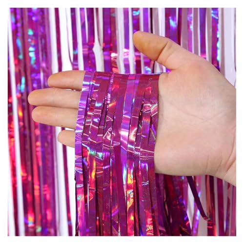 Fransenvorhang Dekorationen Backdrop, Folien-Fransenvorhang, 2er- oder 4er-Pack, mehrfarbig, for Party- und Hochzeitshintergründe(Rose Red,2Packs) von ZBORAVPIX