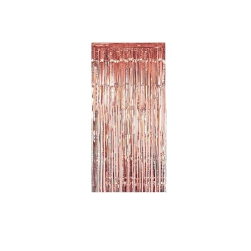 Fransenvorhang Dekorationen Backdrop, Folien-Lametta-Hintergrundvorhang, 2er-Pack, mehrfarbig(Rose Gold) von ZBORAVPIX