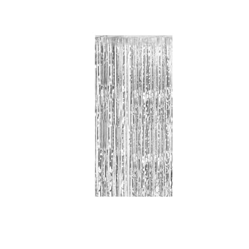 Fransenvorhang Dekorationen Backdrop, Folien-Lametta-Hintergrundvorhang, 2er-Pack, mehrfarbig(Silver) von ZBORAVPIX