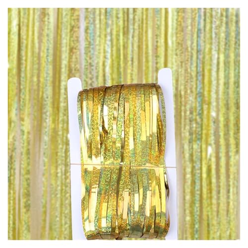 Fransenvorhang Dekorationen Backdrop, Folien-Lametta-Vorhang, 5er-Pack, 2 Meter, mehrfarbig(Gold) von ZBORAVPIX