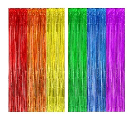 Fransenvorhang Dekorationen Backdrop, Lametta-Fransenvorhänge, 2er-Pack, mehrfarbig, Party-Hintergrund(1 and 2) von ZBORAVPIX